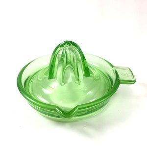 Federal Green Glass Citrus Reamer Juicer  Depression Uranium Small Orange Juice